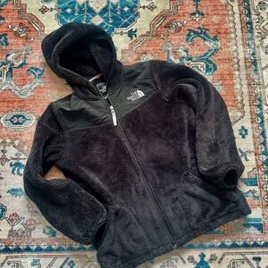Girls (kids) North Face Black Hooded Fleece Jacket size Large